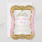 Tiara Princess Sweet 16 Pink Gold White Invite Kaart (Voorkant)