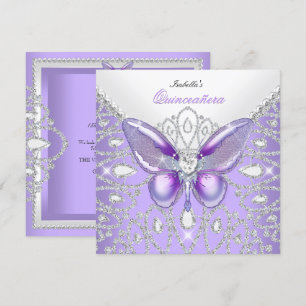 Tiara Quinceanera 15th Diamonds Paarse Butterfly Kaart
