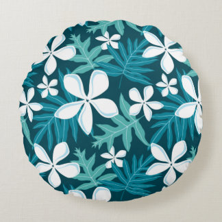 TIARE-PATROON IN TEAL ROND KUSSEN