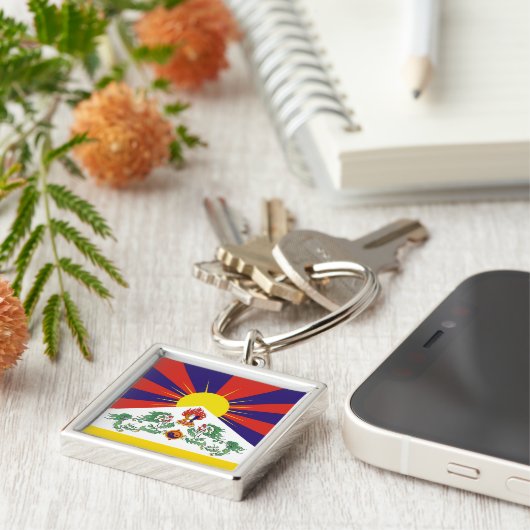 Tibet, sneeuwballers, vlag - de Himalaya Sleutelhanger (Zijkant)