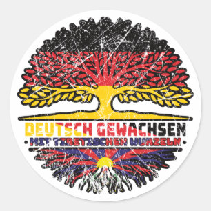 Tibet Tibetisch Deutsch Deutschland Baum Wurzel Ronde Sticker
