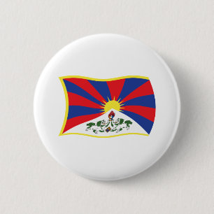 Tibet Vlag Knop Ronde Button 5,7 Cm