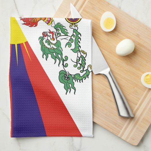 Tibet vlag - Snow Lion Flag Theedoek (Quarter Fold)
