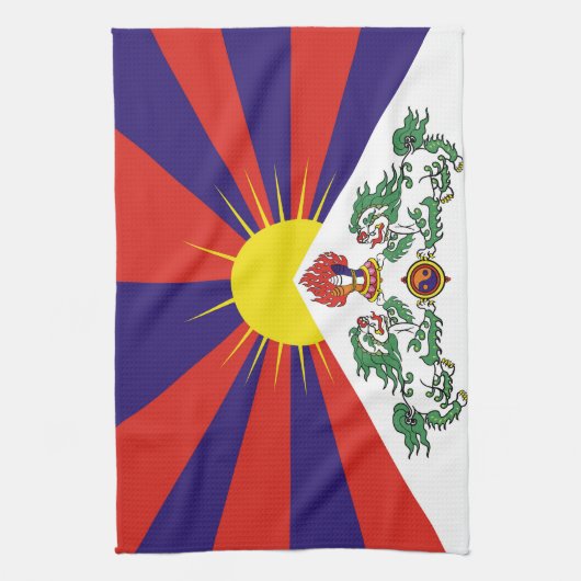 Tibet vlag - Snow Lion Flag Theedoek (Verticaal)