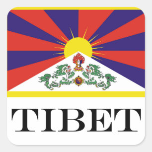 Tibet vlag - Snow Lion Flag Vierkante Sticker