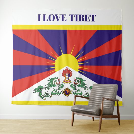 Tibet vlag - Snow Lion Flag Wandkleed (In Situ (horizontaal))