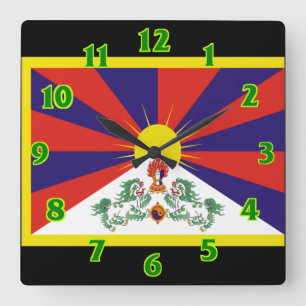 Tibet vlag vierkante klok