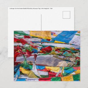 Tibetaans landschap met gebedvlaggen - Himalaya Briefkaart