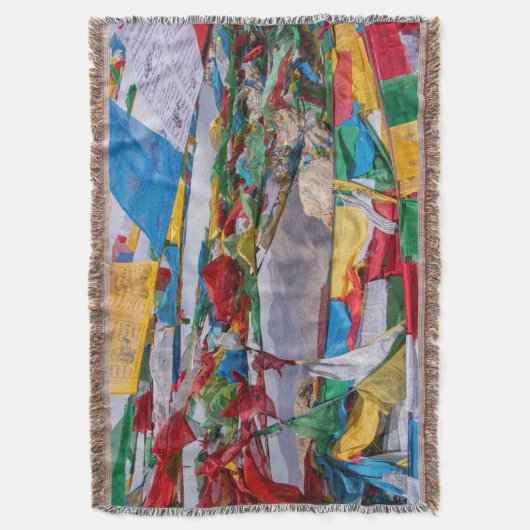 Tibetaans landschap met gebedvlaggen - Himalaya Deken (Voorkant Verticaal)