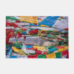 Tibetaans landschap met gebedvlaggen - Himalaya Deurmat