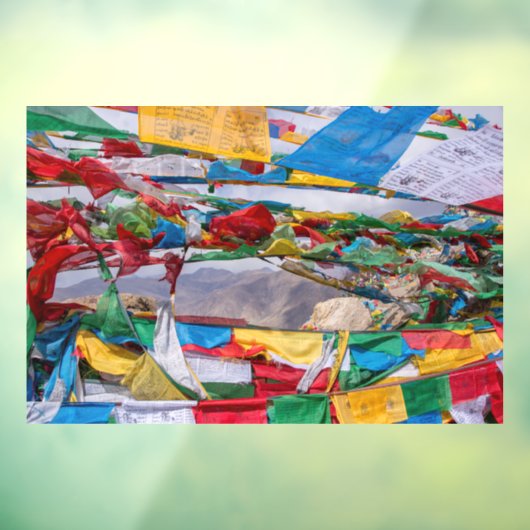 Tibetaans landschap met gebedvlaggen - Himalaya Raamsticker (Vel 3)