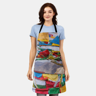 Tibetaans landschap met gebedvlaggen - Himalaya Schort