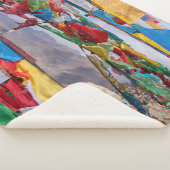 Tibetaans landschap met gebedvlaggen - Himalaya Sherpa Deken (3/4)