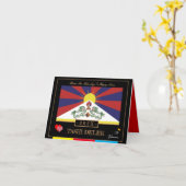 Tibetaans Losar & Tashi Delek - Nieuwjaar /flag Ti Kaart (Gele Bloem)