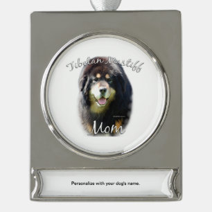 Tibetaans Mastiff Moeder 2 Verzilverd Banner Ornament