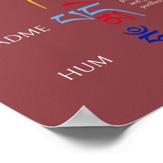 Tibetaans Om Mani Padme Hum Avalokiteshvara Mantra Poster (Hoek)