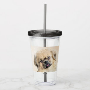 Tibetaans Spaniel Schilderen - Kute Original Dog A Acryl Drinkbeker