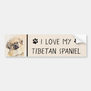 Tibetaans Spaniel Schilderen - Kute Original Dog A Bumpersticker