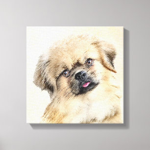 Tibetaans Spaniel Schilderen - Kute Original Dog A Canvas Afdruk