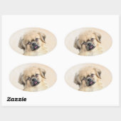 Tibetaans Spaniel Schilderen - Kute Original Dog A Ovale Sticker (Vel)