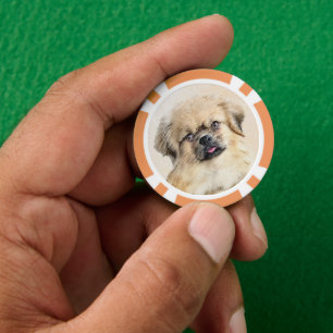 Tibetaans Spaniel Schilderen - Kute Original Dog A Poker Chips
