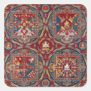 Tibetaans vier Mandalas van de Vajravali-reeks Vierkante Sticker
