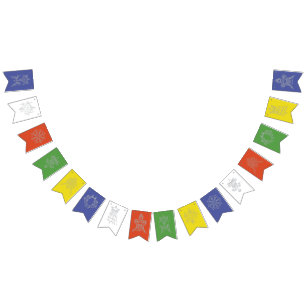 Tibetaanse gebedsvlag met boeddhistische symbolen vlaggetjes