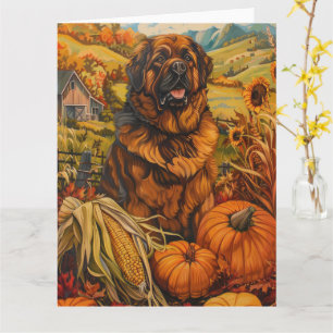 Tibetaanse Mastiff Hond Herfst Oogst Thanksgiving Kaart