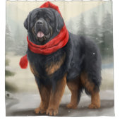 Tibetaanse Mastiff Hond in Sneeuw Kerstmis Douchegordijn (Voorkant)