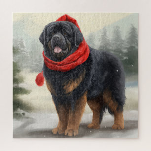 Tibetaanse Mastiff Hond in Sneeuw Kerstmis Legpuzzel