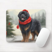 Tibetaanse Mastiff Hond in Sneeuw Kerstmis Muismat (Met muis)