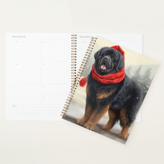 Tibetaanse Mastiff Hond in Sneeuw Kerstmis Planner (Display)