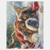 Tibetaanse Mastiff Hond Kerstfeest Fleece Deken (Voorkant)