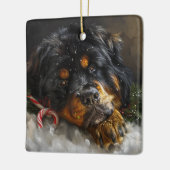 Tibetaanse Mastiff Hond Kerstfeest Keramisch Ornament (Links)