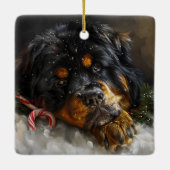 Tibetaanse Mastiff Hond Kerstfeest Keramisch Ornament (Achterkant)