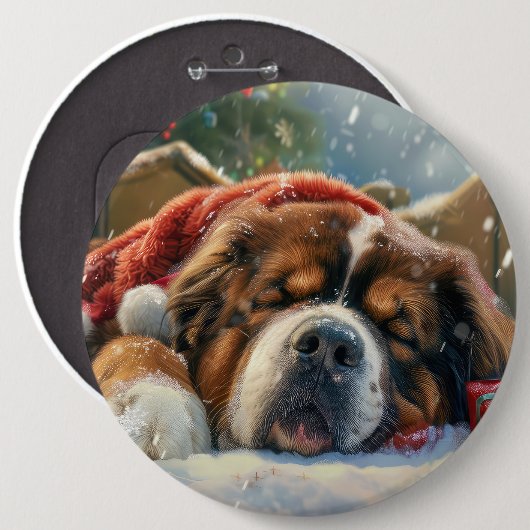 Tibetaanse Mastiff Hond Kerstfeest Ronde Button 6,0 Cm (Voorkant /achterkant)