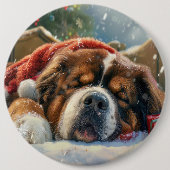 Tibetaanse Mastiff Hond Kerstfeest Ronde Button 6,0 Cm (Voorkant)
