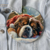 Tibetaanse Mastiff Hond Kerstfeest Ronde Button 6,0 Cm (In situ)