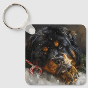 Tibetaanse Mastiff Hond Kerstfeest Sleutelhanger