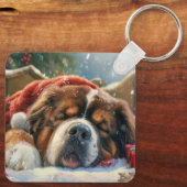 Tibetaanse Mastiff Hond Kerstfeest Sleutelhanger (Achterkant)