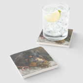 Tibetaanse Mastiff Hond Kerstfeest Stenen Onderzetter (Zijkant)