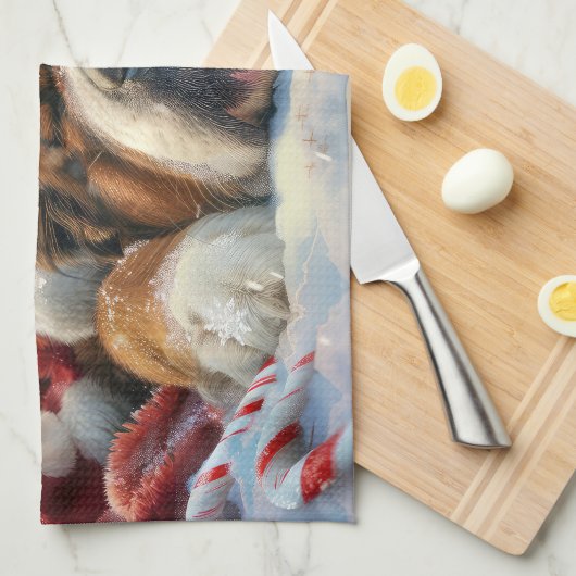 Tibetaanse Mastiff Hond Kerstfeest Theedoek (Quarter Fold)