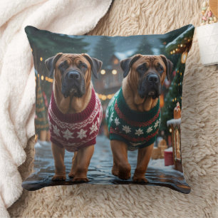 Tibetaanse Mastiff Honden Kerst Sneeuw Vakantie Kussen