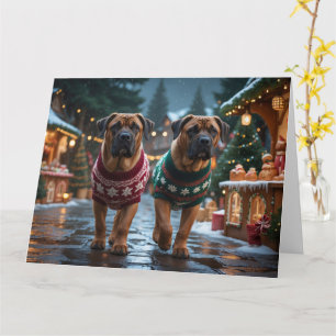 Tibetaanse Mastiff Honden Kerstmis Sneeuw Vakantie Kaart