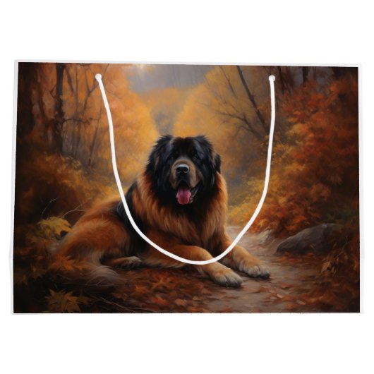 Tibetaanse mastiff in herfst laat Herfst inspirere Groot Cadeauzakje (Achterkant)