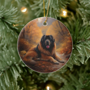 Tibetaanse mastiff in herfst laat Herfst inspirere Keramisch Ornament