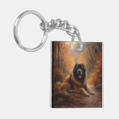 Tibetaanse Mastiff in herfstbladeren val inspireer Sleutelhanger (Voorkant Links)