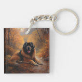 Tibetaanse Mastiff in herfstbladeren val inspireer Sleutelhanger (Achterkant)