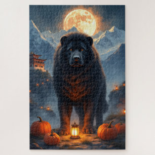 Tibetaanse Mastiff maanverlichte Halloween-portret Legpuzzel