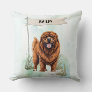 Tibetaanse Mastiff Waterverf Gepersonaliseerde Hon Kussen